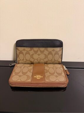 Coach Signature Canvas Zip Long Wallet Bundle authentic